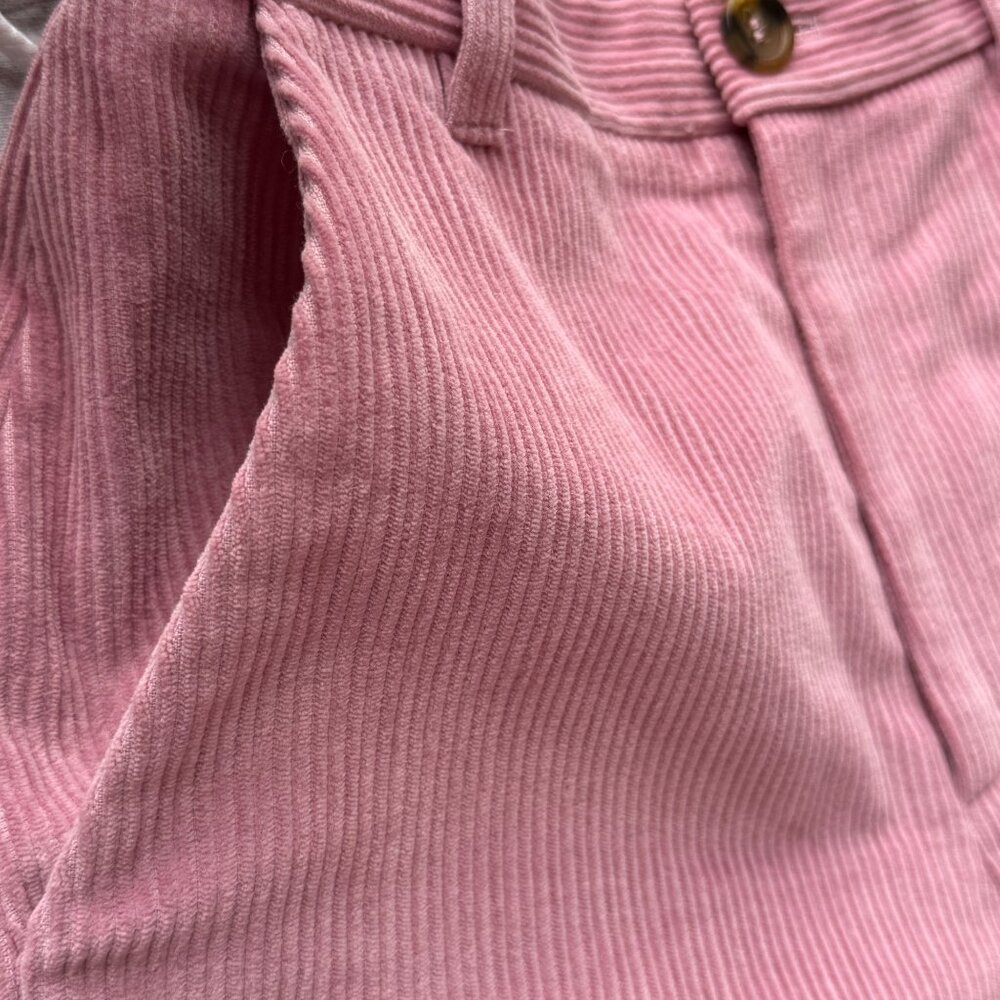 Ted Baker Pants Womens Size 1 Pink 100% Cotton Corduroy Wide Leg High Waist - Picture 8 of 9
